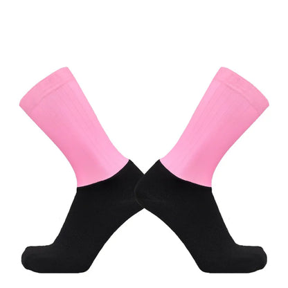 Anti Slip Silicone Summer Aero Socks Whiteline Cycling Socks Men Bicycle Sport Running Bike Socks Calcetines Ciclismo