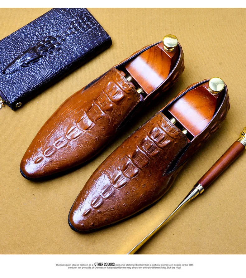 Genuine Leather Oxford Office Shoes Luxury Dress Shoes Slip on Wedding Shoes For Men