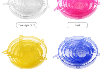 6pcs Reusable Silicon Stretch Lids,Universal Silicone Food Cover ,Silicone Lids For Food Cookware Bowl Kitchen Accessories