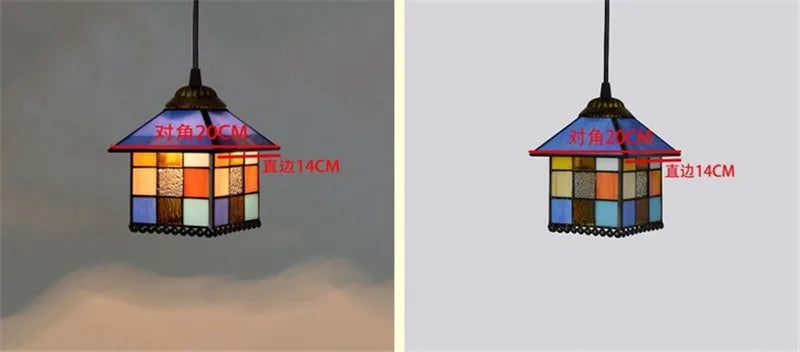 Colorful Mediterranean Style Moroccan Lamp Stained Glass Shade Mosaic LED Pendant Light for dining room bar lighting