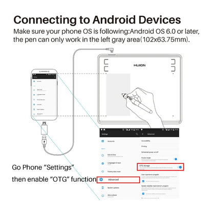 Huion HS64 6x4 Inch Graphics Tablet Ultrathin Drawing Tablet PW100 Battery-Free Pen Tablet Customized Press Keys Android Support