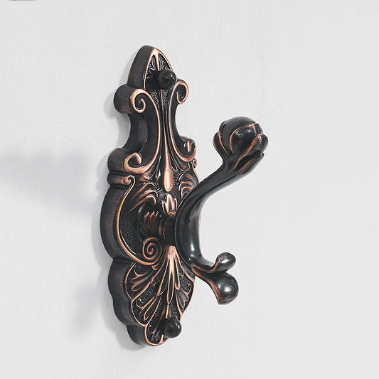 Robe Hooks European Style Brass Black Hangers For Clothes Towel Rack Clothes Hook Home Decoration Bathroom Hardware Set WF-88801