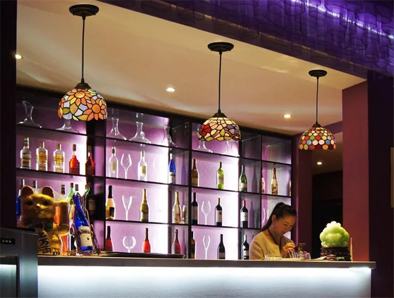 Colorful Mediterranean Style Moroccan Lamp Stained Glass Shade Mosaic LED Pendant Light for dining room bar lighting