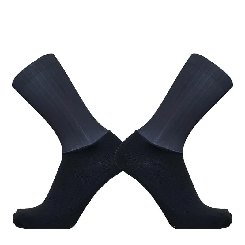 Anti Slip Silicone Summer Aero Socks Whiteline Cycling Socks Men Bicycle Sport Running Bike Socks Calcetines Ciclismo