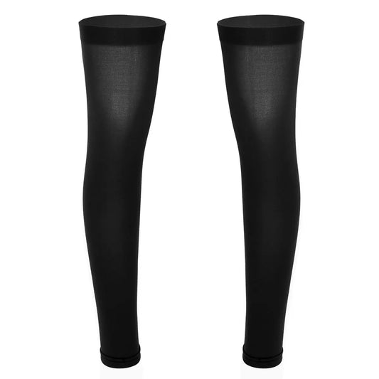 1 Pair Mens Sports Stockings Thigh High Full Leg Sleeve Footless Knee Brace Thigh and Calf Support Socks Running Stockings