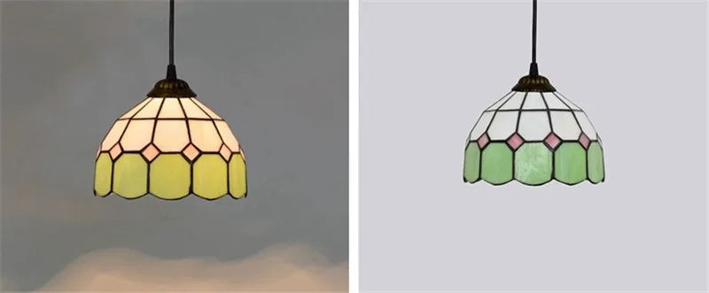 Colorful Mediterranean Style Moroccan Lamp Stained Glass Shade Mosaic LED Pendant Light for dining room bar lighting