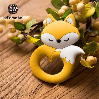 Baby Teether Food Grade Silicone Teethers Cartoon Animals Duck DIY Nursing Teething Pacifier Clip Baby Toy Teething Accessories