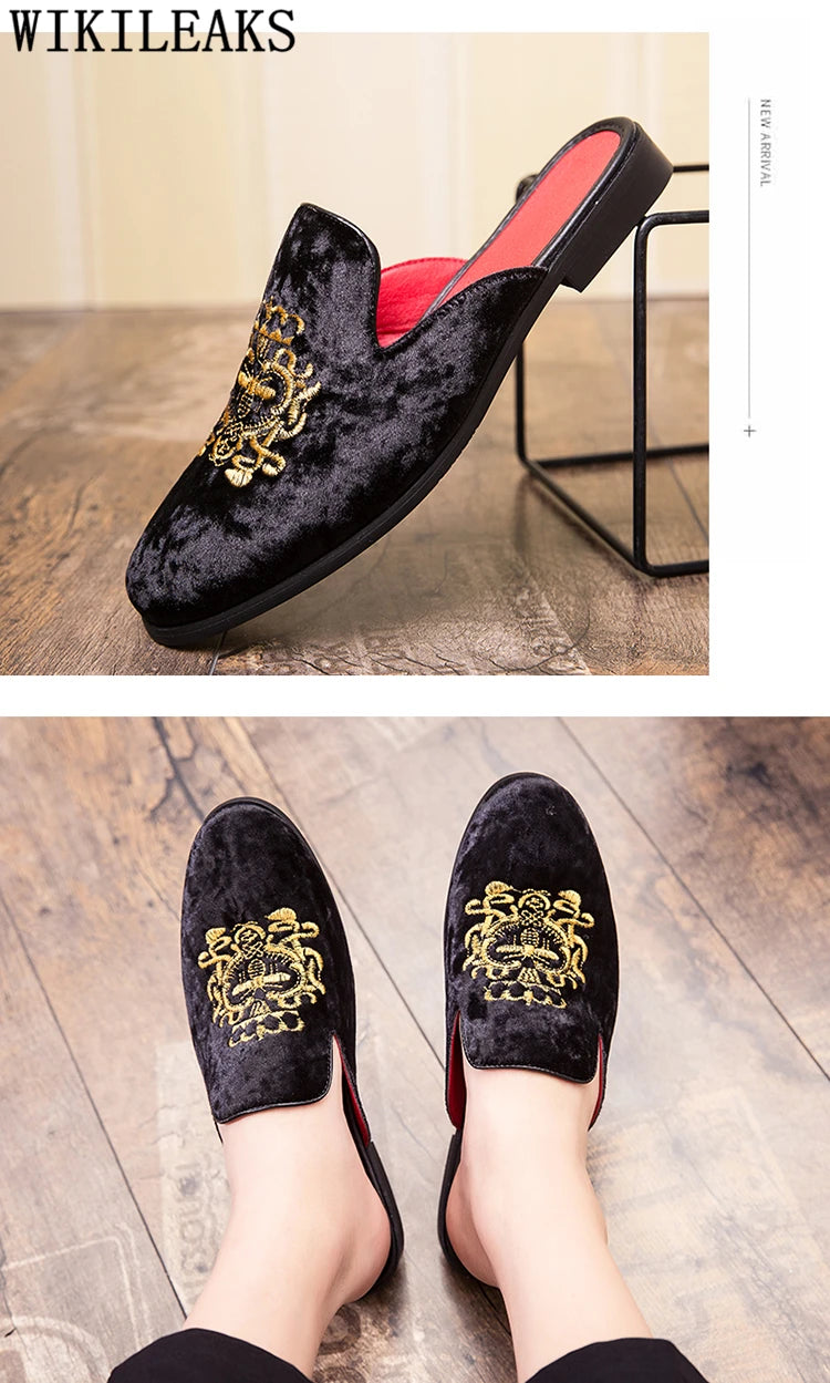Half Shoes For Men Coiffeur Designer Shoes Men Fashion Italian Mens Casual Shoes Hot Sale Brand Mule Masculino Erkek Ayakkabi