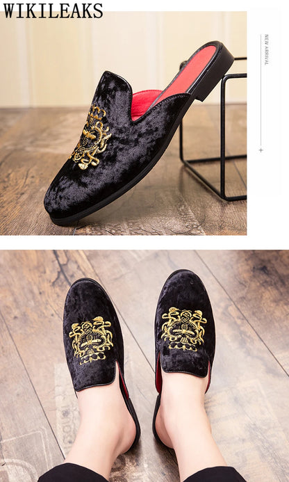 Half Shoes For Men Coiffeur Designer Shoes Men Fashion Italian Mens Casual Shoes Hot Sale Brand Mule Masculino Erkek Ayakkabi