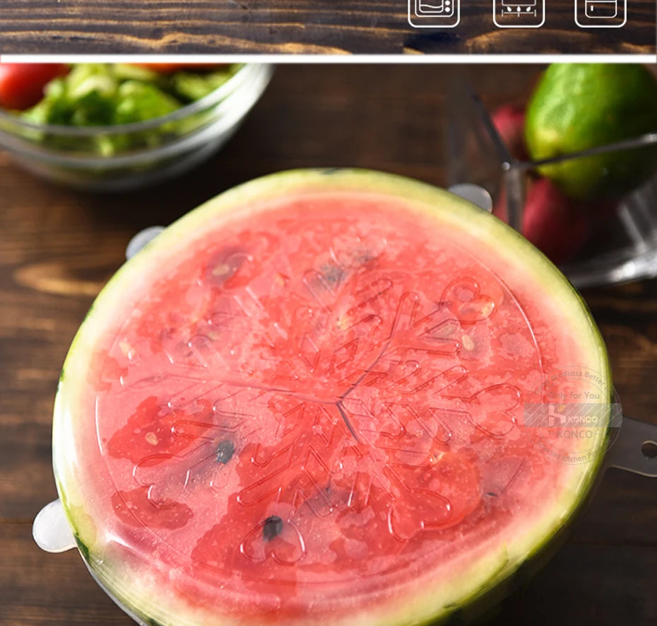 6pcs Reusable Silicon Stretch Lids,Universal Silicone Food Cover ,Silicone Lids For Food Cookware Bowl Kitchen Accessories