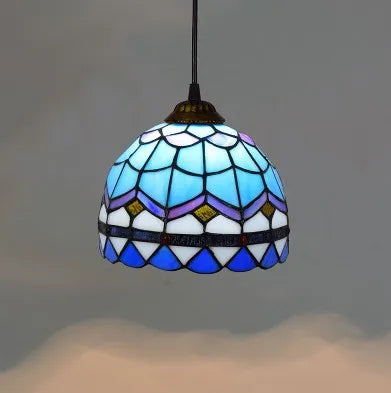 Colorful Mediterranean Style Moroccan Lamp Stained Glass Shade Mosaic LED Pendant Light for dining room bar lighting