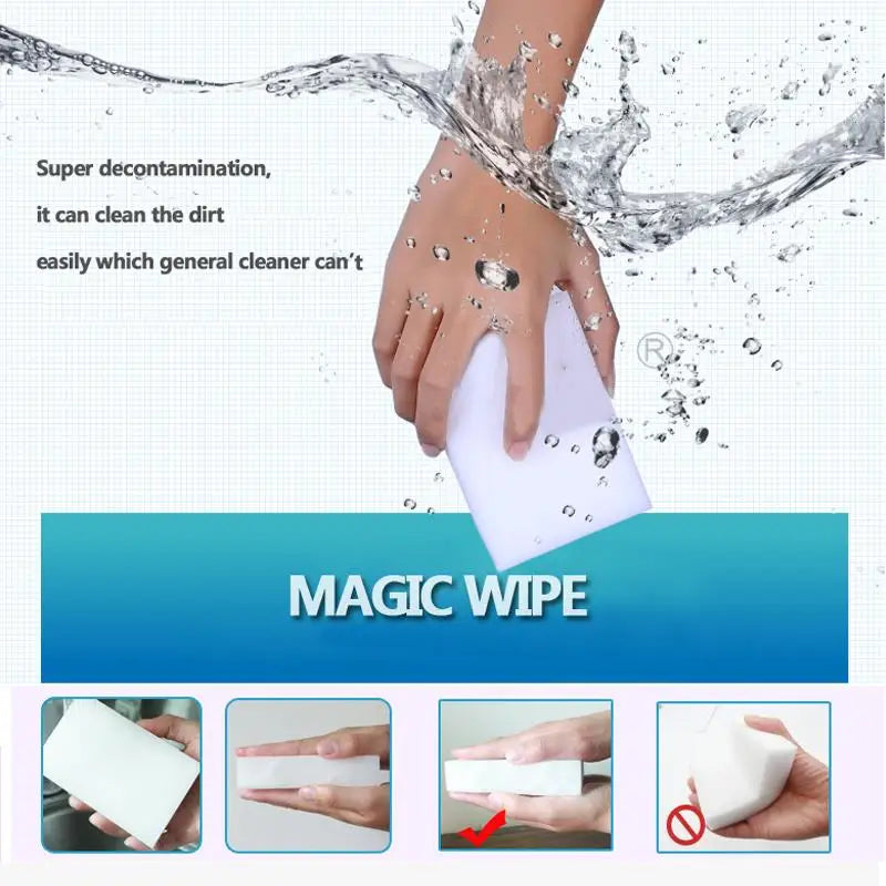 10Pcs Multi-function Magic Melamine Sponge Eraser Cleaner Cleaning Sponges Kitchen Bathroom 100x60x20mm