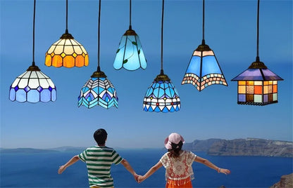 Colorful Mediterranean Style Moroccan Lamp Stained Glass Shade Mosaic LED Pendant Light for dining room bar lighting