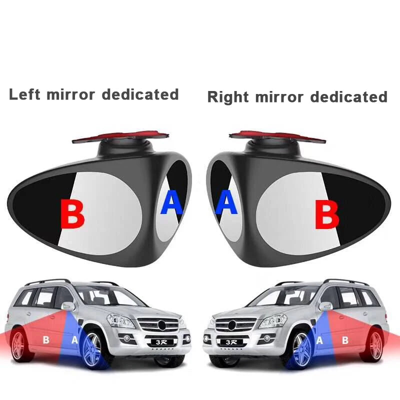 360 Degree Rotatable 2 Side Car Blind Spot Convex Mirror Automibile Exterior Rear View Parking Mirror Safety Accessories