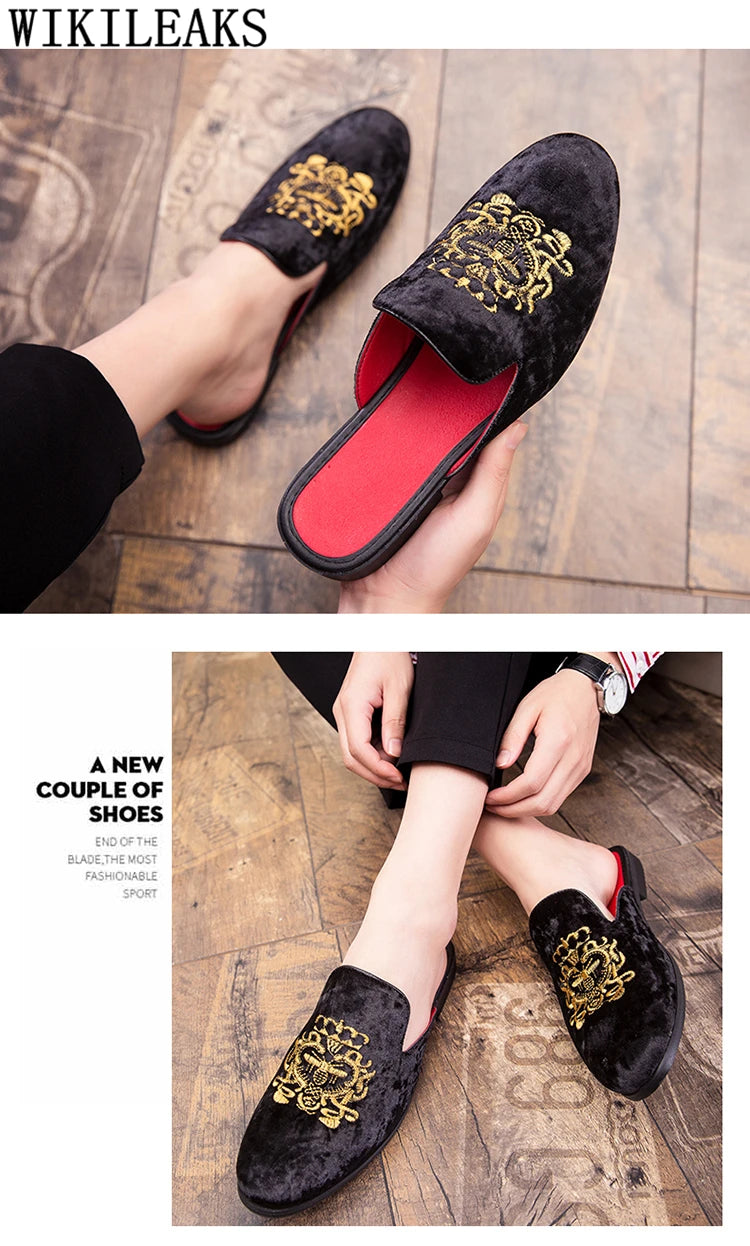 Half Shoes For Men Coiffeur Designer Shoes Men Fashion Italian Mens Casual Shoes Hot Sale Brand Mule Masculino Erkek Ayakkabi