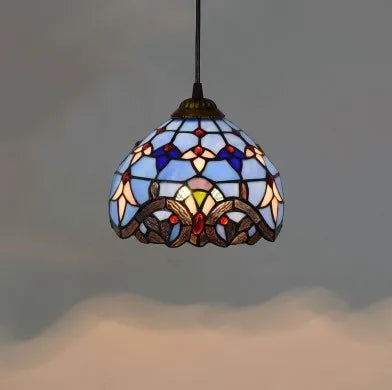 Colorful Mediterranean Style Moroccan Lamp Stained Glass Shade Mosaic LED Pendant Light for dining room bar lighting