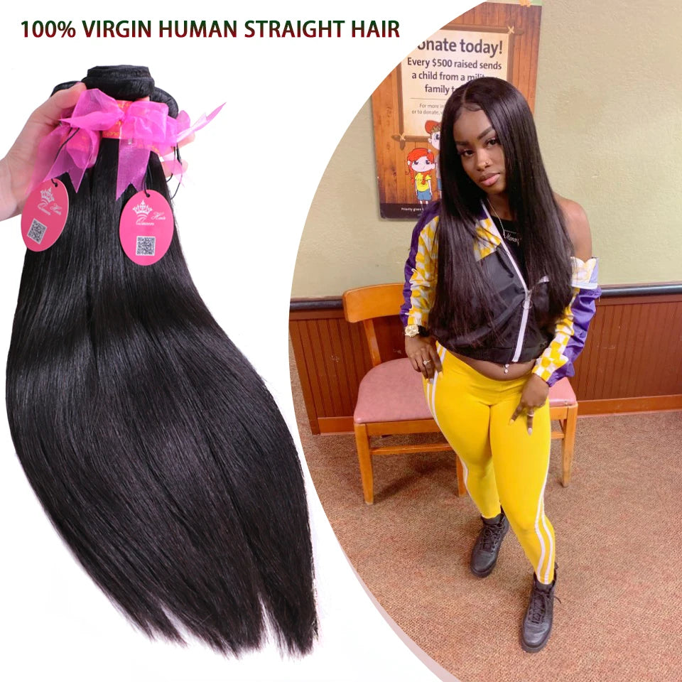 Queen Hair Raw Straight Hair 100% Human Hair Unprocessed Raw Hair Bundles Weave Extension Brazilian Hair Natural Color