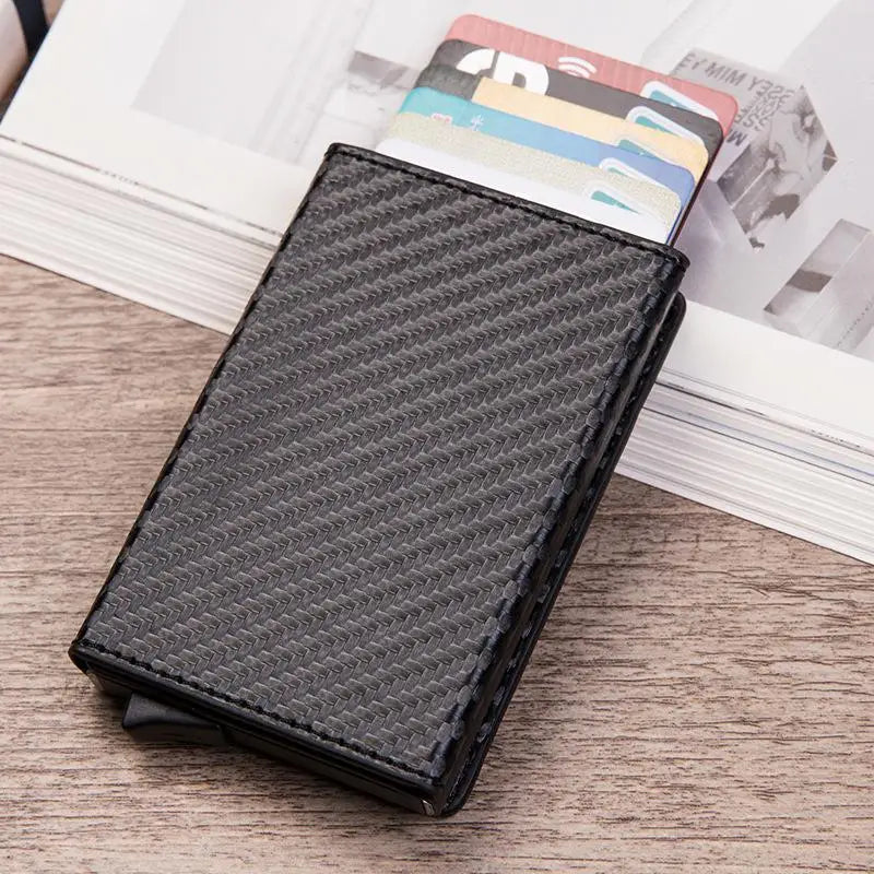 Vintage Antitheft Men Credit Card Holder Blocking Rfid Wallet Leather Unisex Security Information Aluminum Metal Purse fashion
