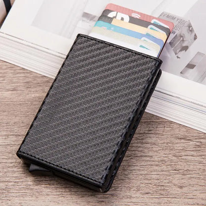 Vintage Antitheft Men Credit Card Holder Blocking Rfid Wallet Leather Unisex Security Information Aluminum Metal Purse fashion