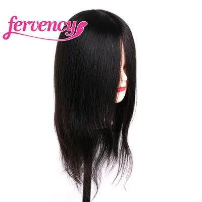 Human Hair Head Dolls for Hairdressers 16'' Brown Training Head Professional Mannequin Can be Curled with Gift