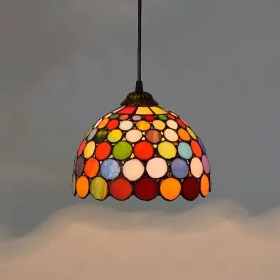 Colorful Mediterranean Style Moroccan Lamp Stained Glass Shade Mosaic LED Pendant Light for dining room bar lighting