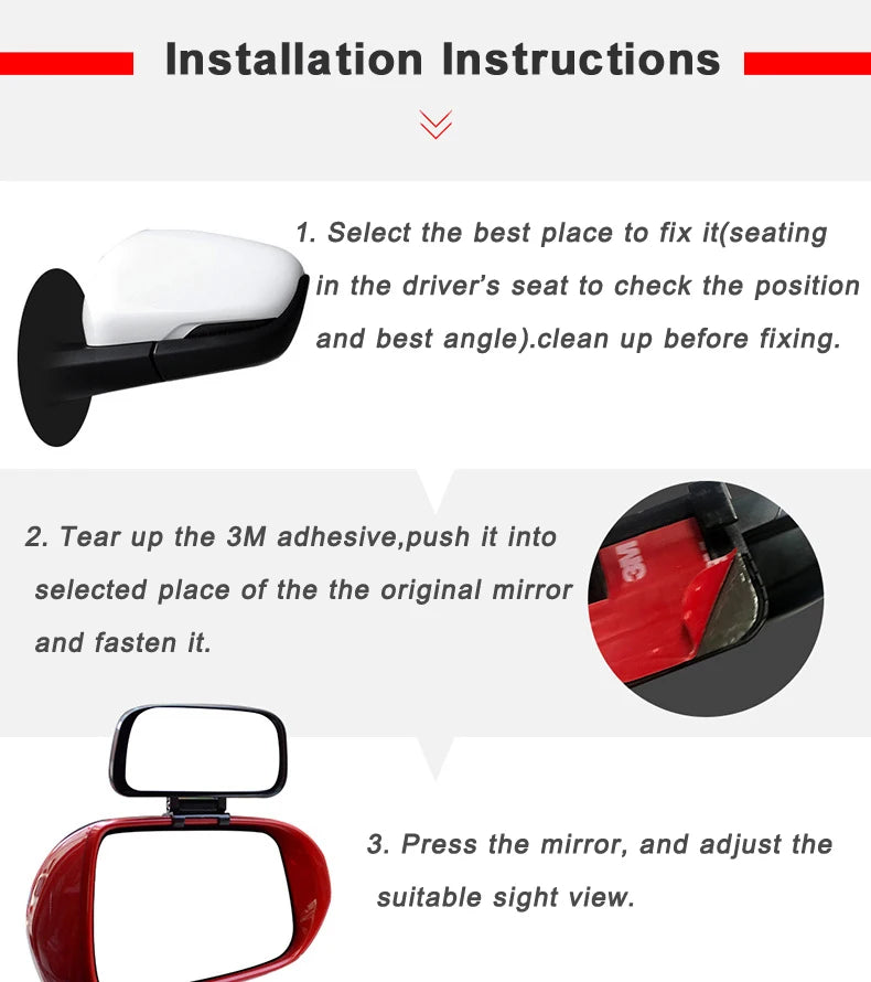 YASOKRO Car Blind Spot Mirror Wide Angle Mirror Adjustable Convex Rearview Mirror for Safety Parking Car Mirror YSR039