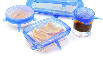 6pcs Reusable Silicon Stretch Lids,Universal Silicone Food Cover ,Silicone Lids For Food Cookware Bowl Kitchen Accessories