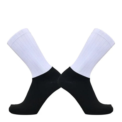Anti Slip Silicone Summer Aero Socks Whiteline Cycling Socks Men Bicycle Sport Running Bike Socks Calcetines Ciclismo