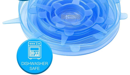 6pcs Reusable Silicon Stretch Lids,Universal Silicone Food Cover ,Silicone Lids For Food Cookware Bowl Kitchen Accessories