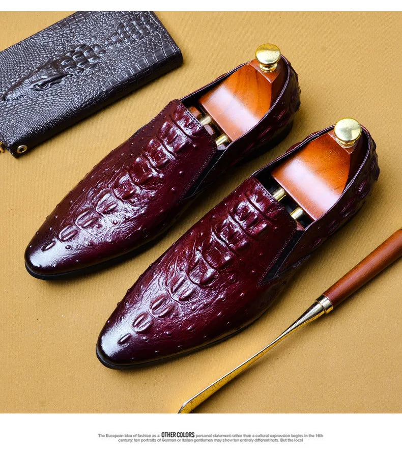 Genuine Leather Oxford Office Shoes Luxury Dress Shoes Slip on Wedding Shoes For Men