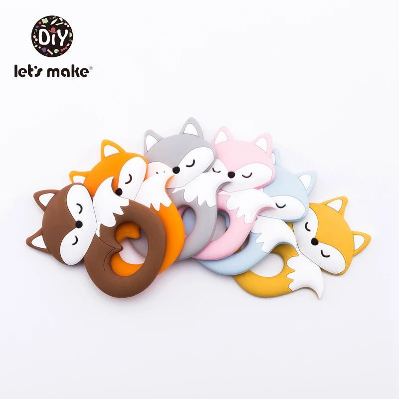 Baby Teether Food Grade Silicone Teethers Cartoon Animals Duck DIY Nursing Teething Pacifier Clip Baby Toy Teething Accessories