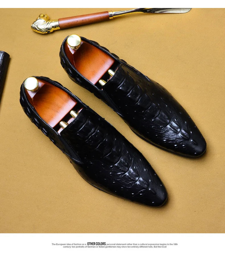 Genuine Leather Oxford Office Shoes Luxury Dress Shoes Slip on Wedding Shoes For Men