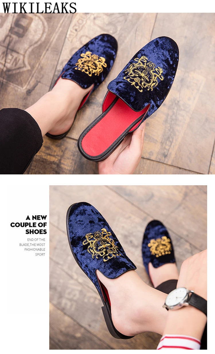 Half Shoes For Men Coiffeur Designer Shoes Men Fashion Italian Mens Casual Shoes Hot Sale Brand Mule Masculino Erkek Ayakkabi
