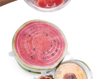 6pcs Reusable Silicon Stretch Lids,Universal Silicone Food Cover ,Silicone Lids For Food Cookware Bowl Kitchen Accessories