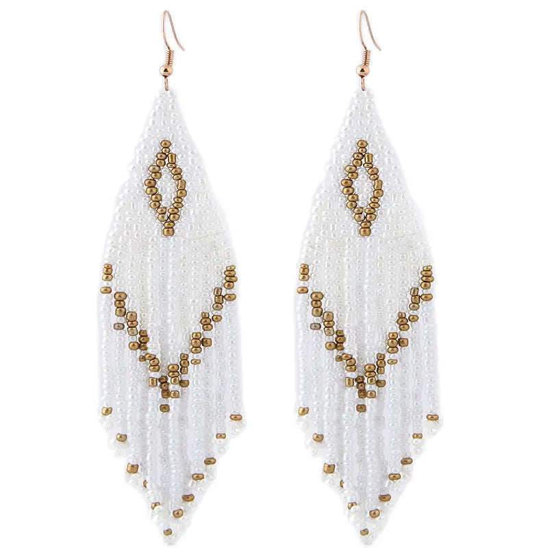 Bohemian Earrings 2024 Beads Long Earrings Ethnic Style Drop Earings Fashion Jewelry Bijoux Femme Statement Earrings