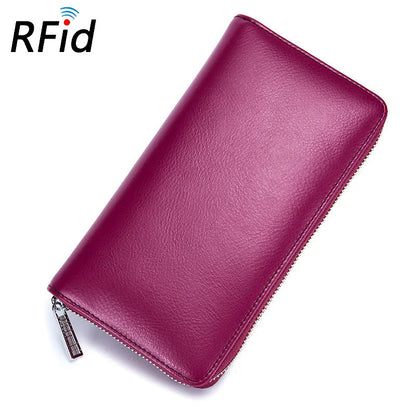 Women RFID Blocking Wallet Genuine Leather Anti Theft 36 Card Holders Women Wallets With Phone Case Clutch Bags Coin Purse Girl