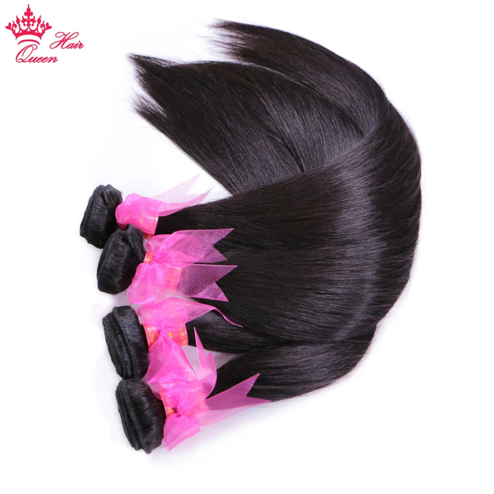 Queen Hair Raw Straight Hair 100% Human Hair Unprocessed Raw Hair Bundles Weave Extension Brazilian Hair Natural Color