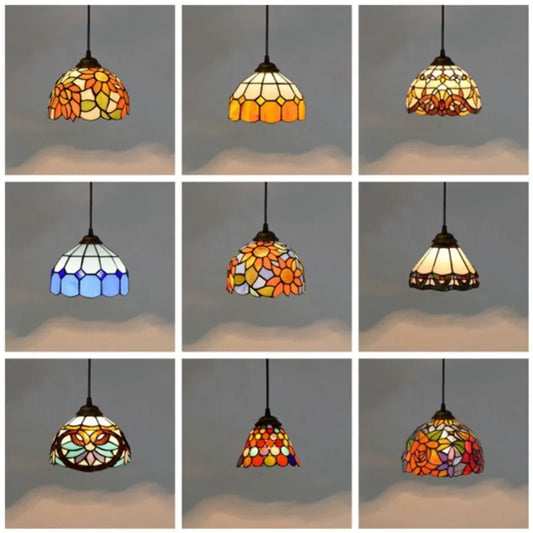 Colorful Mediterranean Style Moroccan Lamp Stained Glass Shade Mosaic LED Pendant Light for dining room bar lighting