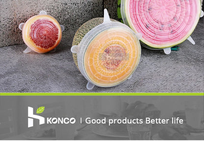 6pcs Reusable Silicon Stretch Lids,Universal Silicone Food Cover ,Silicone Lids For Food Cookware Bowl Kitchen Accessories