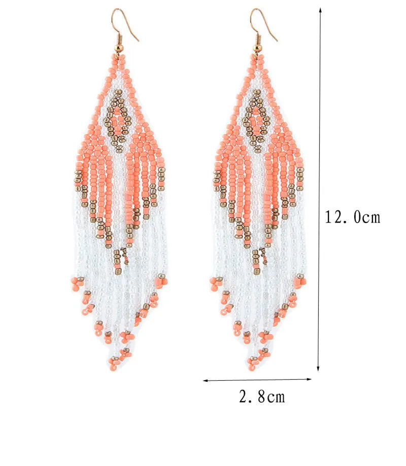 Bohemian Earrings 2024 Beads Long Earrings Ethnic Style Drop Earings Fashion Jewelry Bijoux Femme Statement Earrings