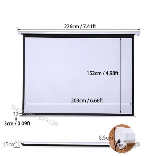 3D Electric Projector Screen 100 Inches 4:3 Projection Screens Fabric 80x60inch For HD Beamer Cinema Office School Classroom