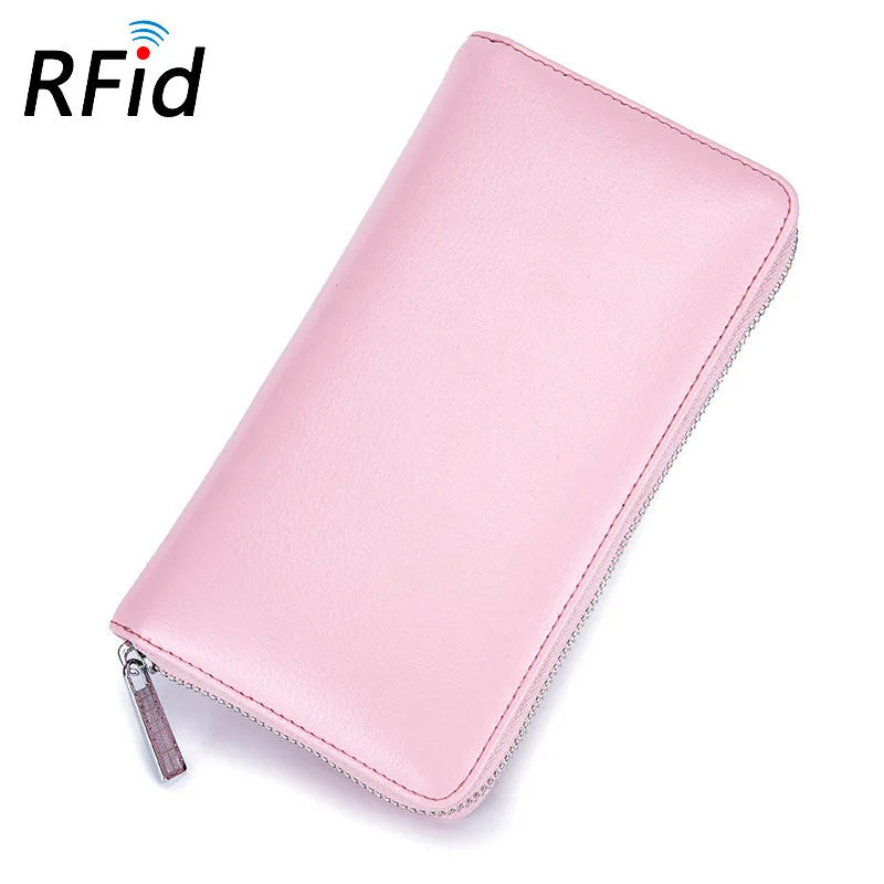 Women RFID Blocking Wallet Genuine Leather Anti Theft 36 Card Holders Women Wallets With Phone Case Clutch Bags Coin Purse Girl