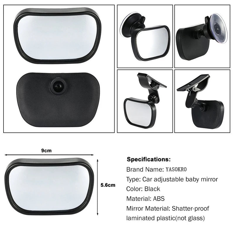 Car Back Seat Baby Mirror 2 in 1 Mini Children Rear Convex Mirror Adjustable Auto Kids Monitor Safety Car Rearview mirror