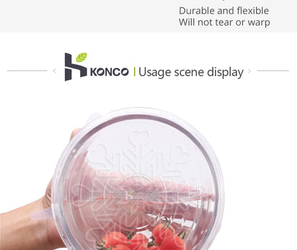 6pcs Reusable Silicon Stretch Lids,Universal Silicone Food Cover ,Silicone Lids For Food Cookware Bowl Kitchen Accessories