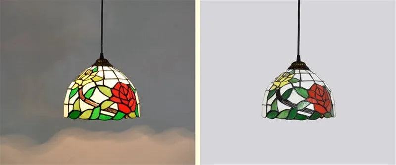 Colorful Mediterranean Style Moroccan Lamp Stained Glass Shade Mosaic LED Pendant Light for dining room bar lighting