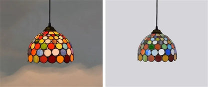 Colorful Mediterranean Style Moroccan Lamp Stained Glass Shade Mosaic LED Pendant Light for dining room bar lighting