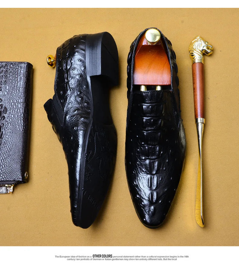 Genuine Leather Oxford Office Shoes Luxury Dress Shoes Slip on Wedding Shoes For Men