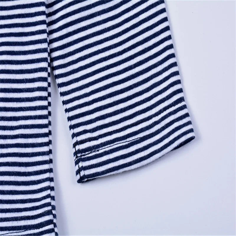 Baby Boys Girls 18-6T Striped Cartoon Tshirts With Applique Animal Kids Hot Selling Spring Autumn Clothes Designed Tops Clothing