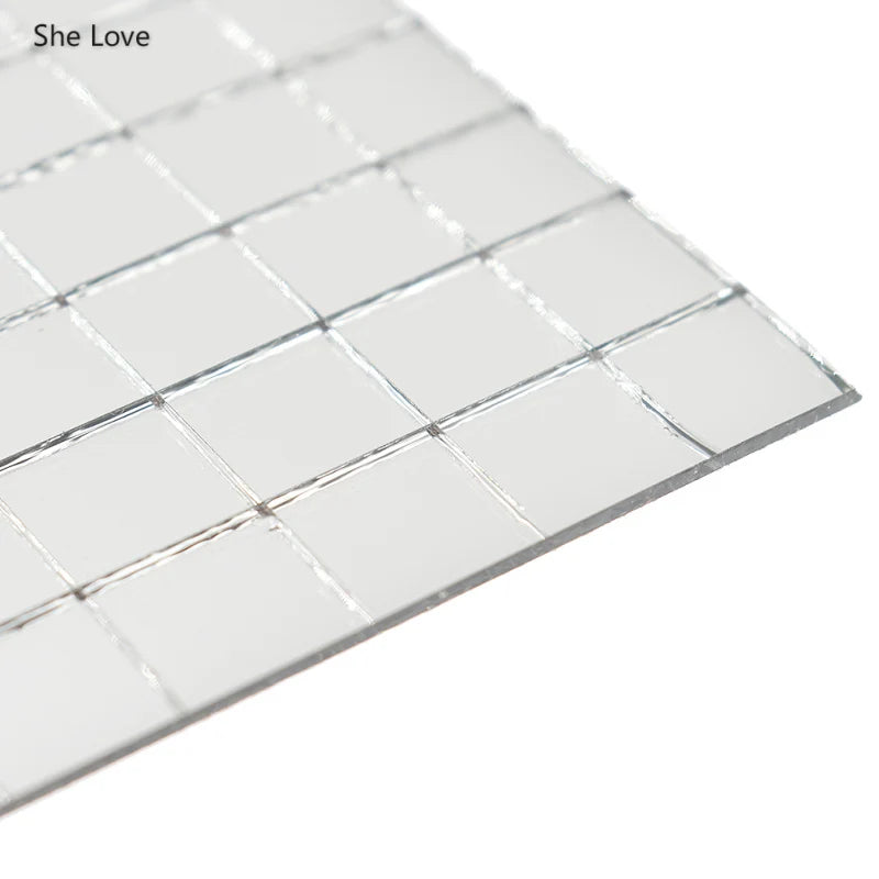 Chzimade Self-Adhesive Real Glass Mirror Mosaic Tiles For DIY Handmade Crafts Home Decoration