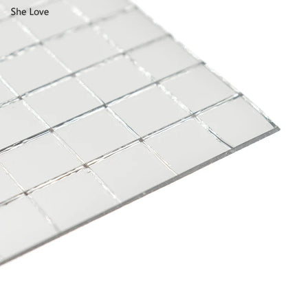 Chzimade Self-Adhesive Real Glass Mirror Mosaic Tiles For DIY Handmade Crafts Home Decoration